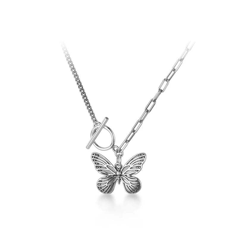 Modian 100% Real 925 Sterling Silver Retro Flying Butterfly Pendant Necklace for Women 2 Style Pendant Fine Jewelry Design