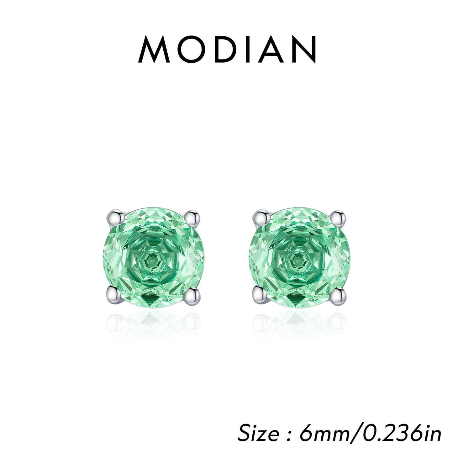 MODIAN Multicolor 925 Sterling Silver Rose Cut Round Zirconia Earrings Paraiba Color Fashion Stud Earrings For Women Jewelry