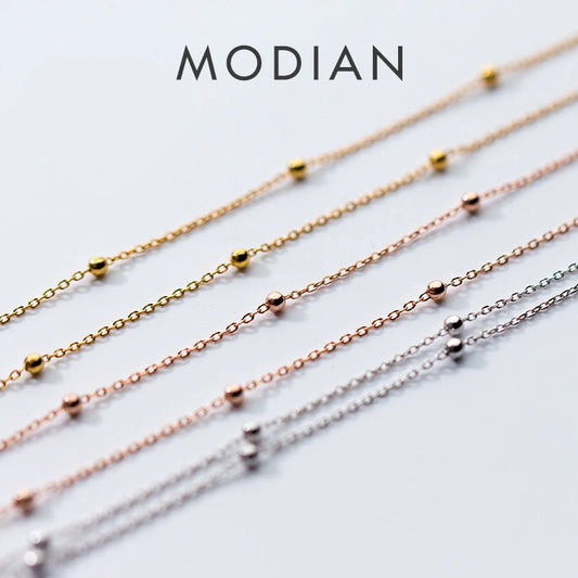 Collar Modian de plata de ley 925 con colgante en color rosa y dorado para mujer, joyería fina de moda.