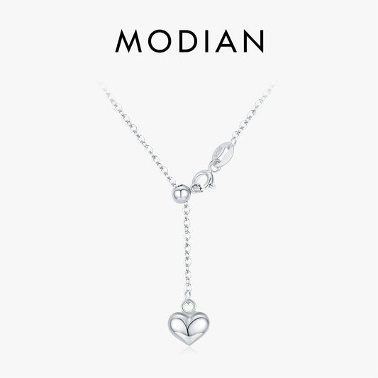 Gargantilla ajustable de moda MODIAN de plata de ley 925 con colgante de corazón apilable para mujer, joyería fina