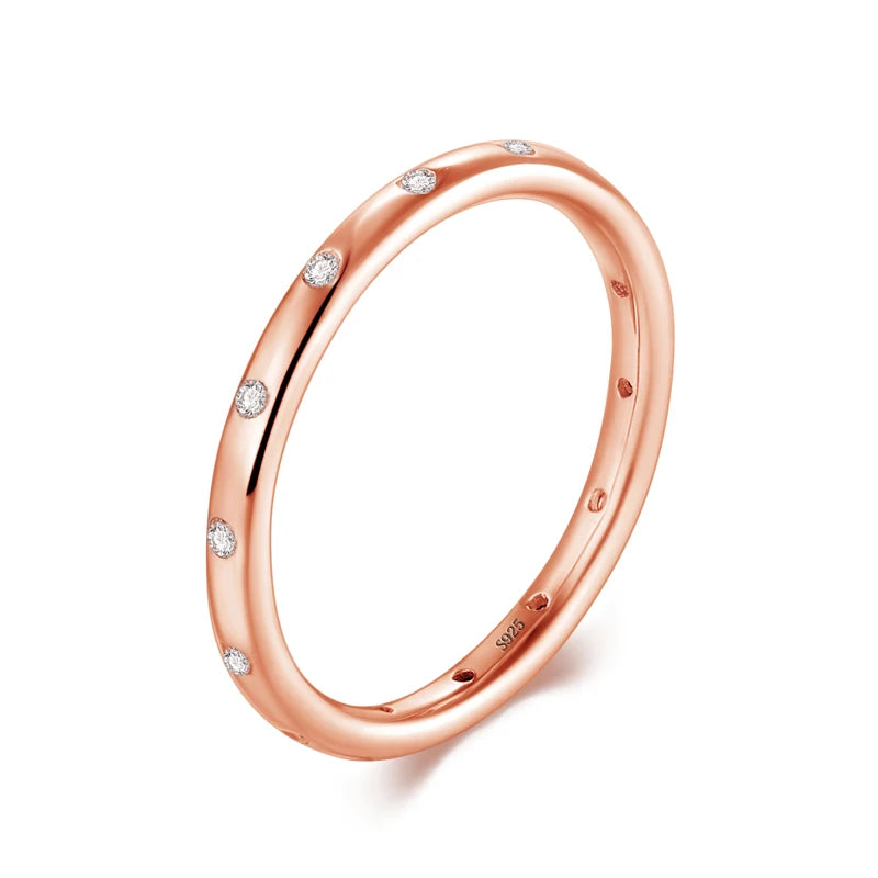 Anillo de compromiso de plata de ley 925 maciza para mujer, nuevo estilo, sencillo y a la moda, apilable, clásico, para Instagram