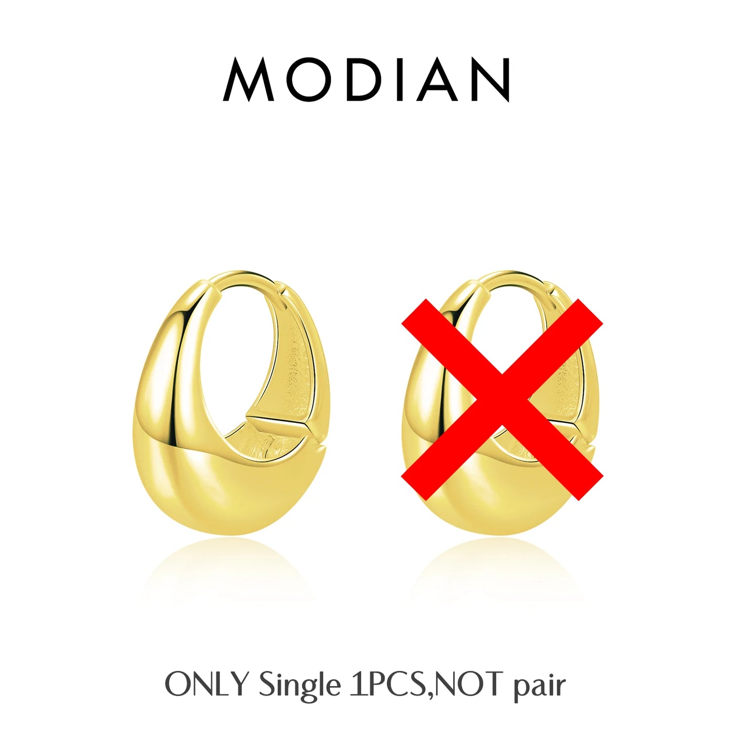 MODIAN 1 pieza de pendientes de aro geométricos lisos y brillantes de plata de ley 925 para mujer, joyería fina para fiestas y vacaciones.