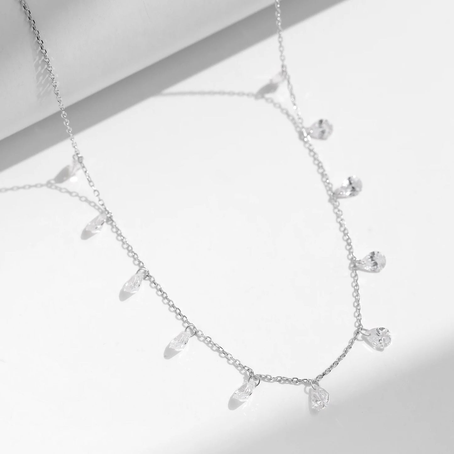 Gargantilla apilable de plata de ley 925 MODIAN para clavícula, collar con circonita brillante para mujer, joyería fina