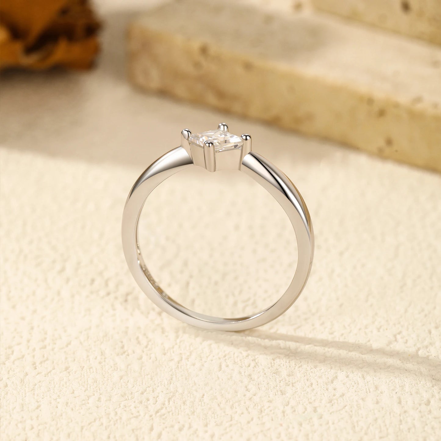 MODIAN D Color VVS1 Square Moissanite Ring 925 Sterling Silver Dazzling Wedding Band Rings For Women Fine Jewelry Gifts