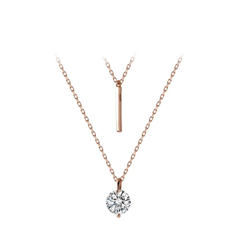 Modian New 925 Sterling Sliver Dazzling Zircon Geometric Double Chain Pendant for Women Adjustable Necklace Fine Jewelry Bijoux
