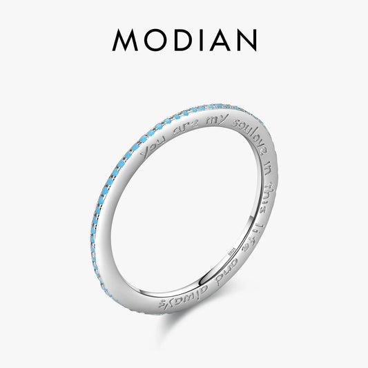 Anillos Modian auténticos de plata de ley 925 con letras grabadas, románticos y apilables para mujer, joyería fina de plata, regalos.