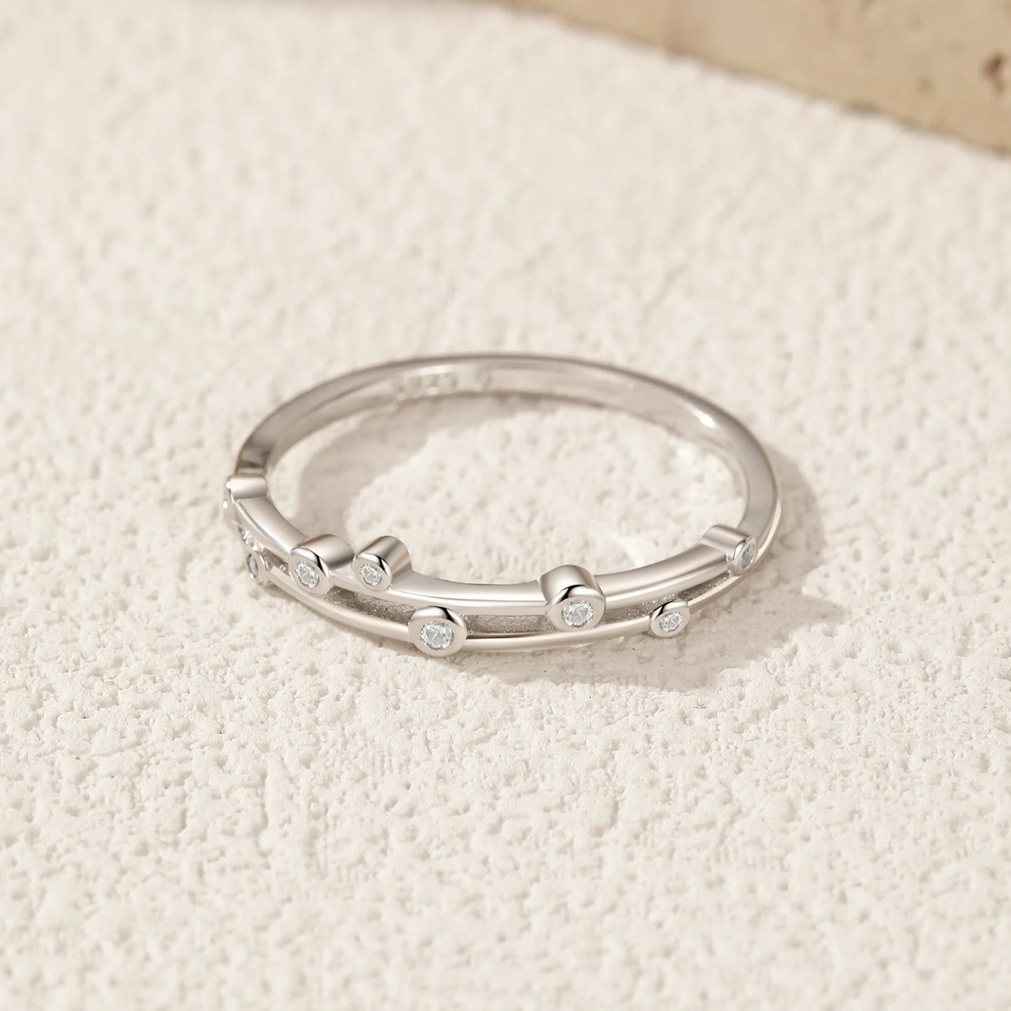 MODIAN 925 Sterling Silver Original Design Rings Simple Double Layer Line Round Clear CZ Finger Rings For Women Fine Jewelry