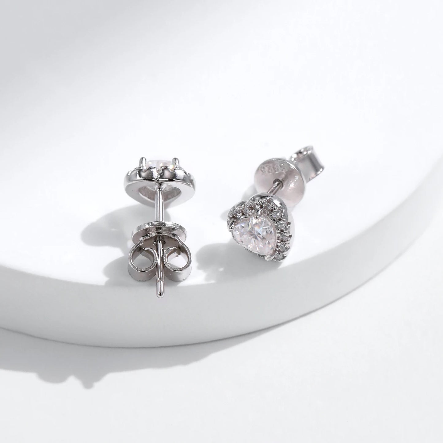 MODIAN Moissanite D Color Stud Earrings Hearts Cut Lab Created Diamond 925 Sterling Silver Romantic Earrings For Women Jewelry