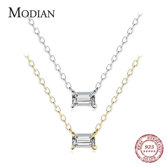 Collar con colgante de circonita AAA de plata esterlina 925 auténtica de Modian para mujer, collares de plata para mujer, joyería fina.
