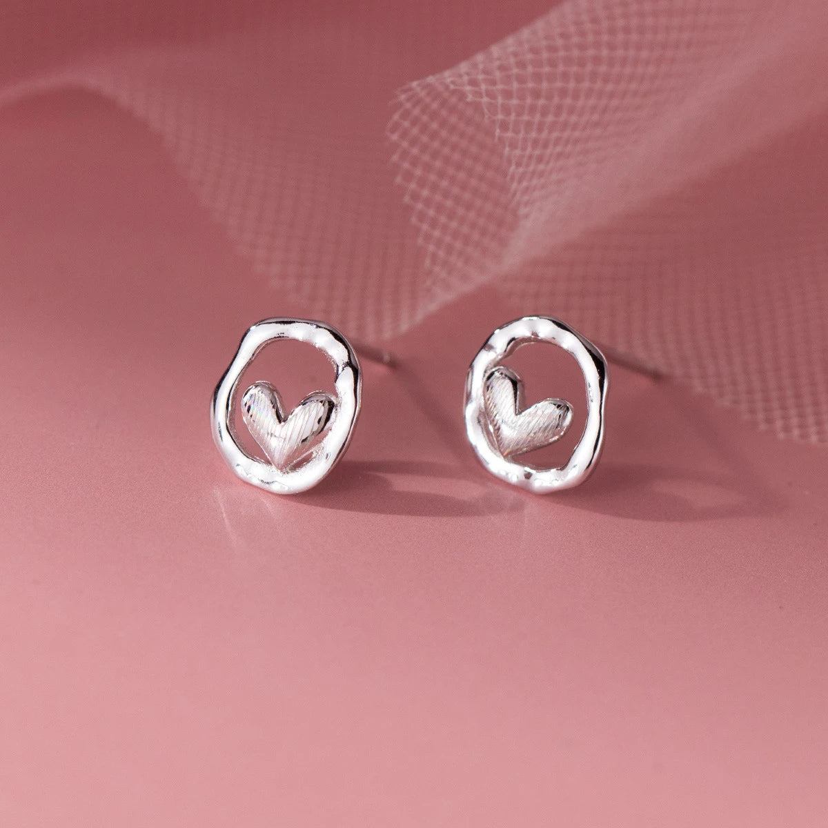 Pendientes MODIAN de plata de ley 925 con forma de corazón y líneas irregulares, a la moda, para mujer, regalo de cumpleaños