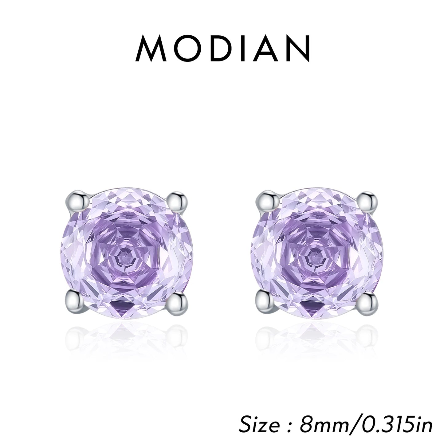 MODIAN Multicolor 925 Sterling Silver Rose Cut Round Zirconia Earrings Paraiba Color Fashion Stud Earrings For Women Jewelry