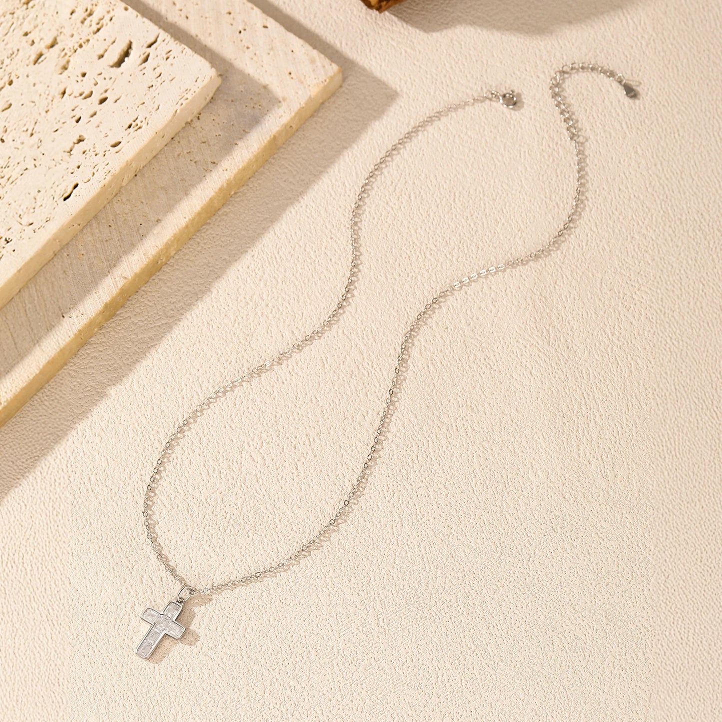 MODIAN 925 Sterling Silver Sweet Cool Cross Link Chain Necklace Emerald Cut CZ Pendant Necklace For Women Fine Jewelry Gift
