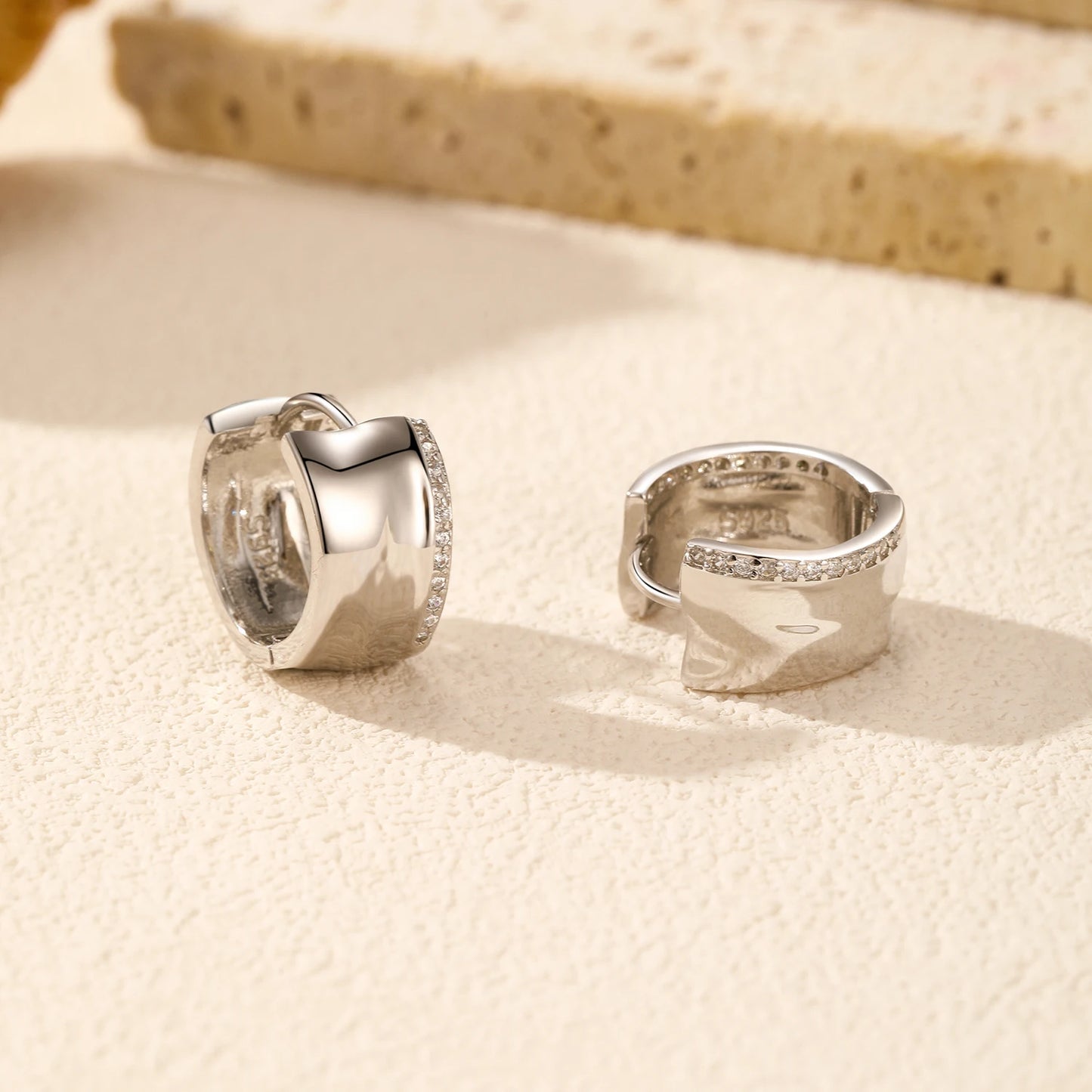MODIAN 925 Sterling Silver Fashion Minimalist CZ Hoop Earrings Irregular Liquid Metal Design Buckle Earrings For Women Jewelry