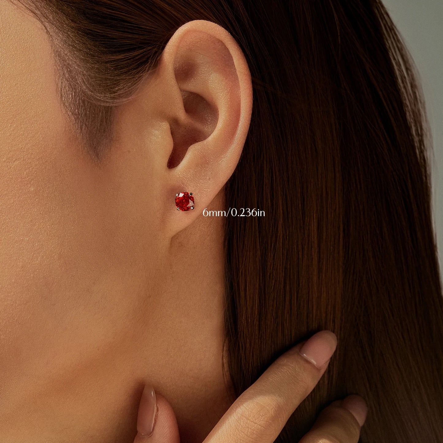 MODIAN 925 Sterling Silver Delicate Unisex Octagon Ear Stud Red Rose Cut Red CZ Stud Earrings For Women Fine Jewelry