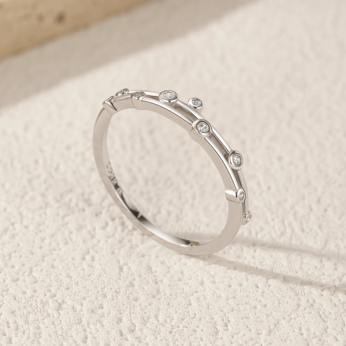 MODIAN 925 Sterling Silver Original Design Rings Simple Double Layer Line Round Clear CZ Finger Rings For Women Fine Jewelry
