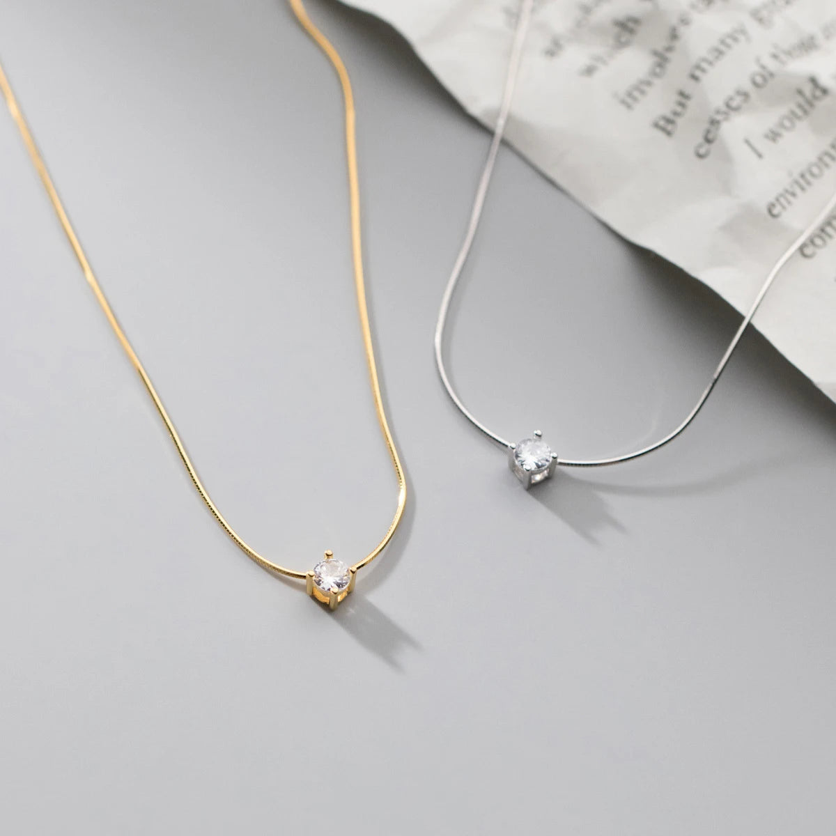 Collar MODIAN de plata de ley 925 con colgante de circonita cúbica transparente y redonda, cadena de serpiente para mujer, regalo de cumpleaños, joyería fina