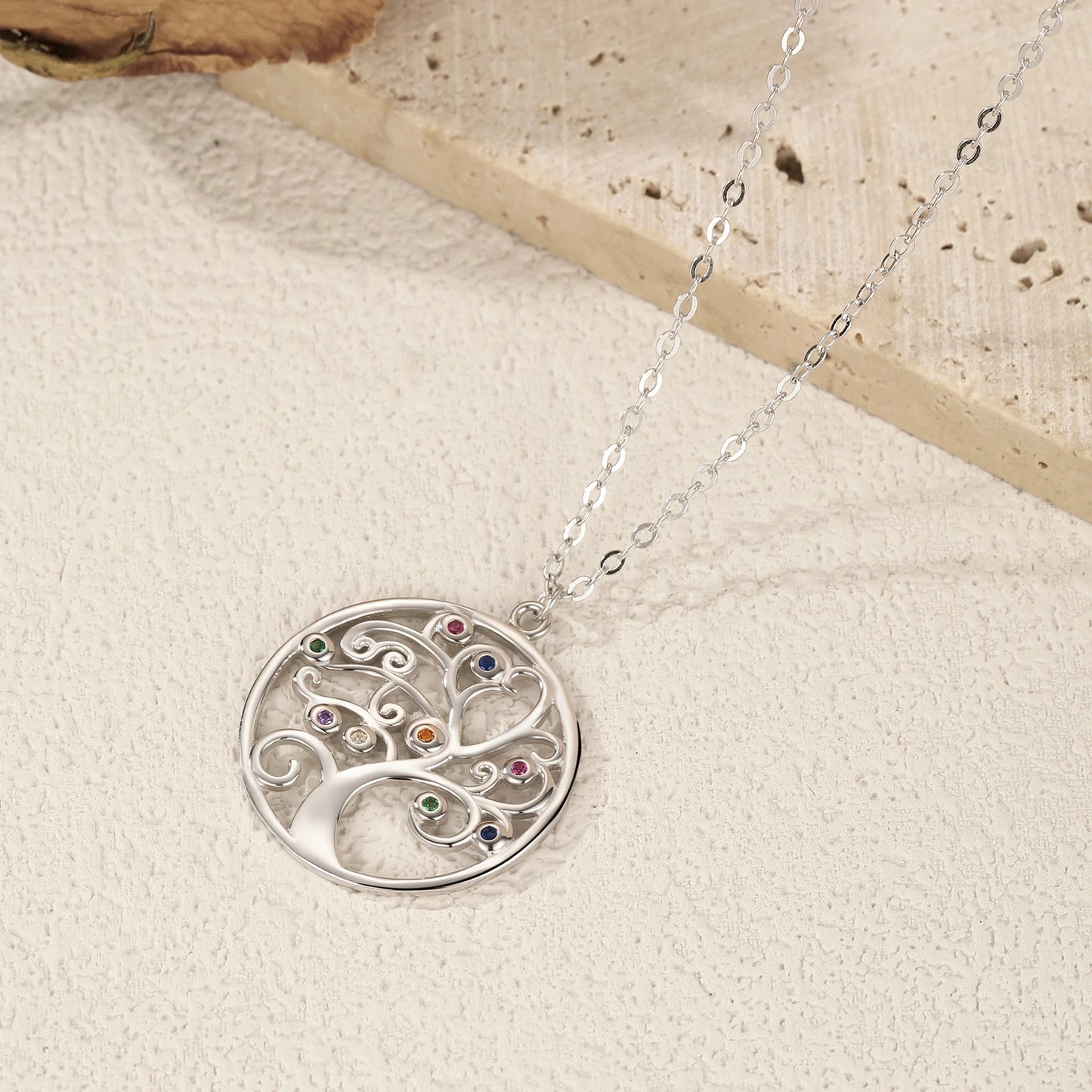 MODIAN 925 Sterling Silver Sparkling Zirconia Retro Tree Pattern Round Pendant Necklaces For Women Fine Jewelry