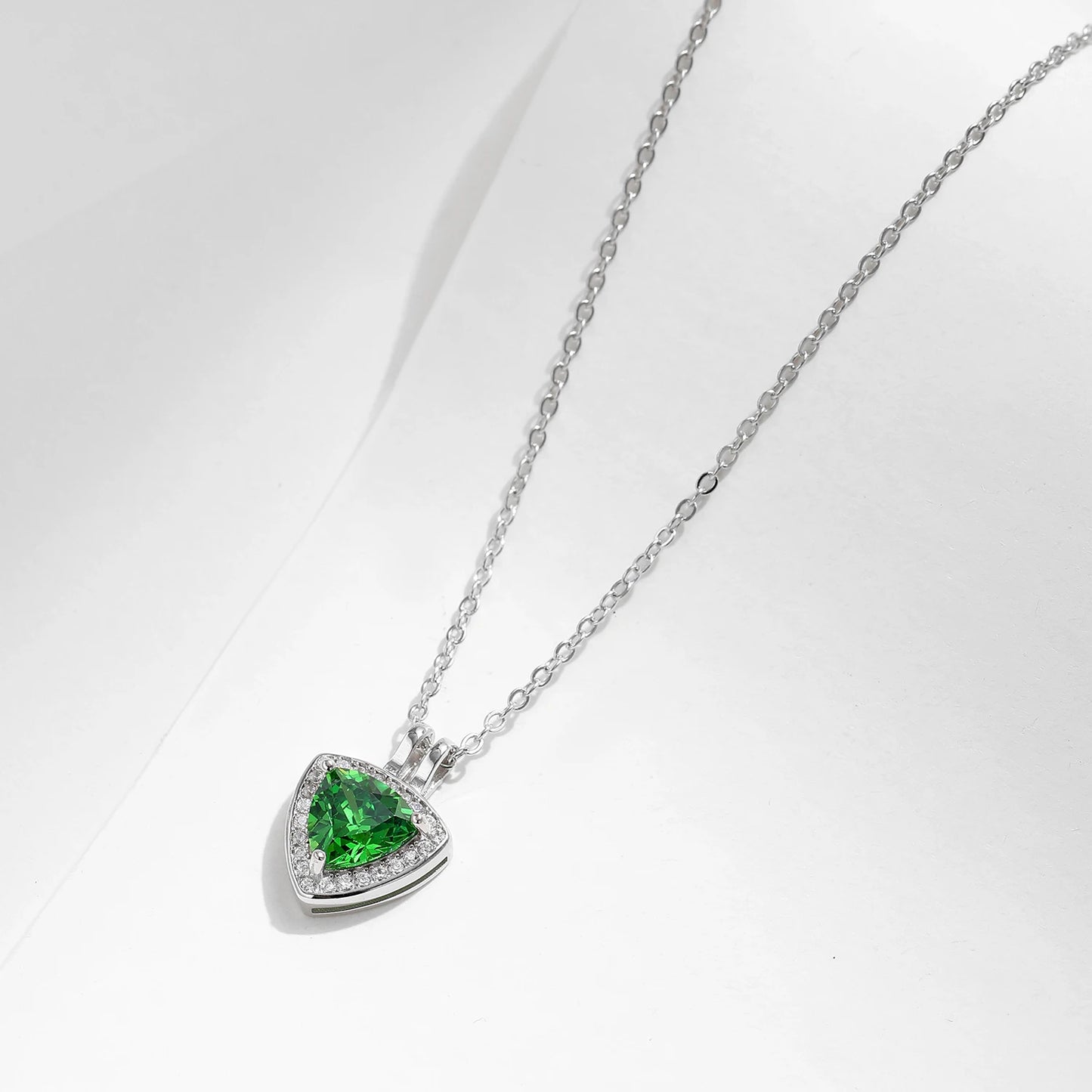 MODIAN Luxury Link Chain Necklace 925 Sterling Silver Elegant Triangle Green CZ Pendant Necklace For Women Fine Jewelry