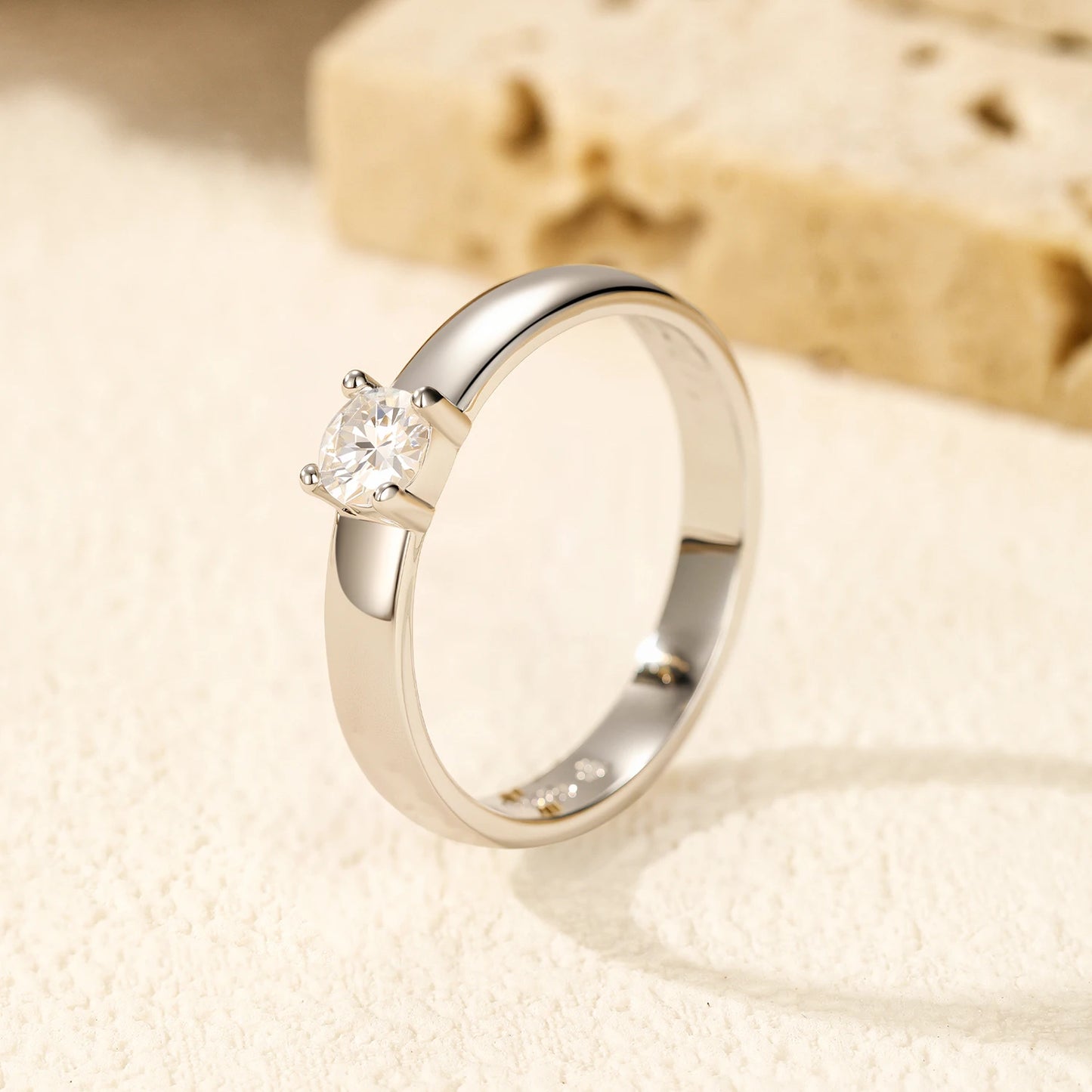 MODIAN D Color Round Moissanite Rings 925 Sterling Silver Fashion Simple Ring For Women Wedding Statement Jewelry Gifts