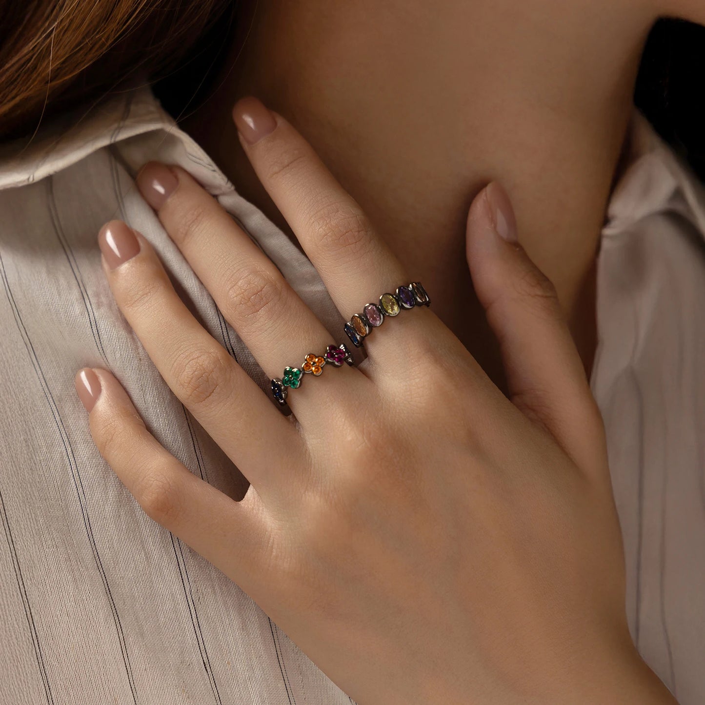 MODIAN 925 Sterling Silver Colorful Punk CZ Geometric Twist Line Trendy Stackable Eternity Band Rings For Women Fine Jewelry