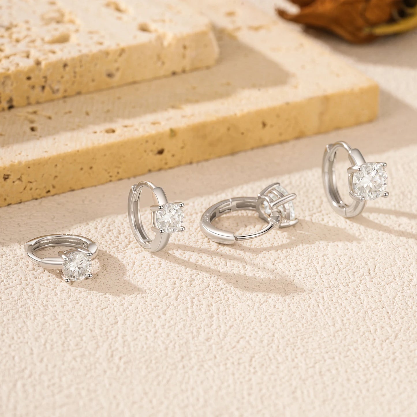 Pendientes de aro redondos clásicos MODIAN de moissanita de color D de 1CT/2CT con hebilla para mujer en plata de ley 925, joyería fina para bodas.