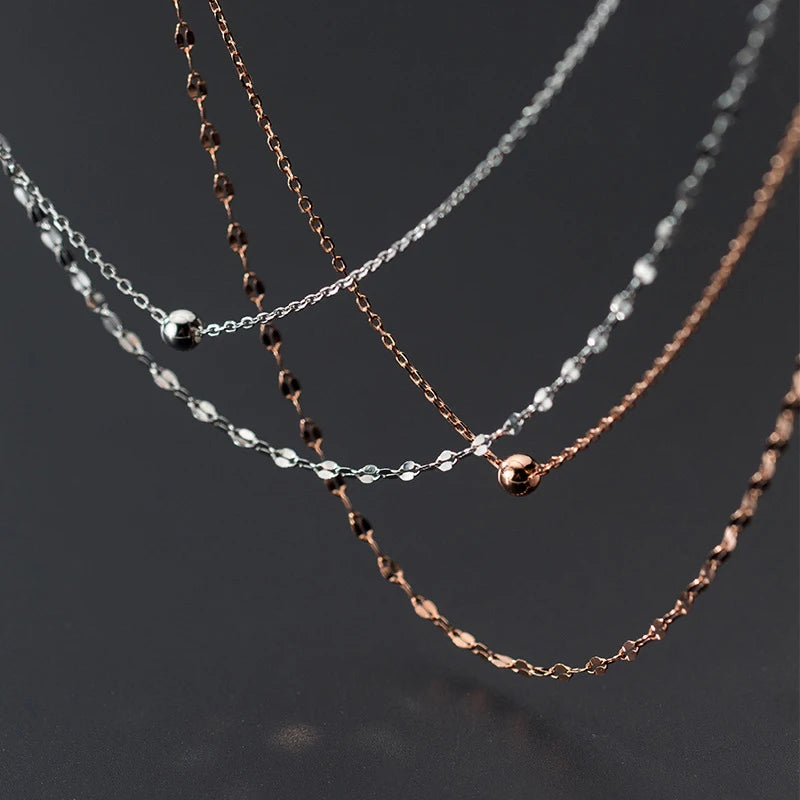 Modian 2025 New Design 925 Sterling Silver Double Layer Chokers Necklace for Women Geometric Necklace Korea Style Fine Jewelry