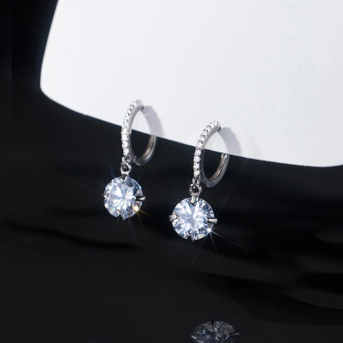 MODIAN Pure 925 Sterling Silver Luxury Shiny Clear Cubic Zirconia Hoop Earrings For Women Wedding Engagement Statement Jewelry