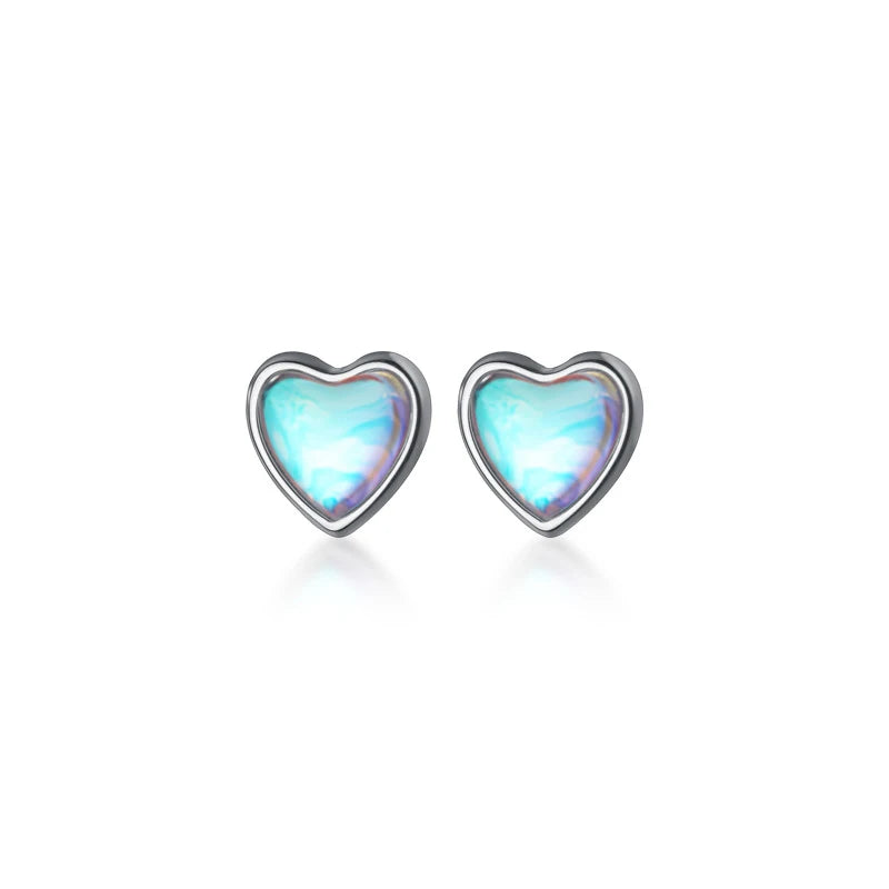 Pendientes Modian con forma de corazón para mujer, de plata de ley 925, con ópalo arcoíris, ideales para bodas, compromisos y otras ocasiones especiales.