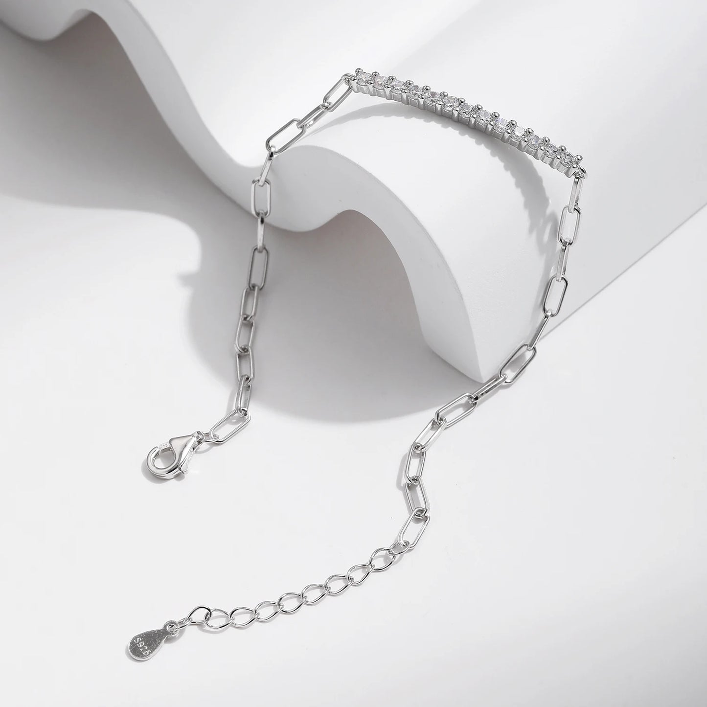 MODIAN Sparkling D Color Moissanite Bracelet 925 Sterling Silver Lock Stackable Trendy Bracelets For Women Jewelry With Gift Box