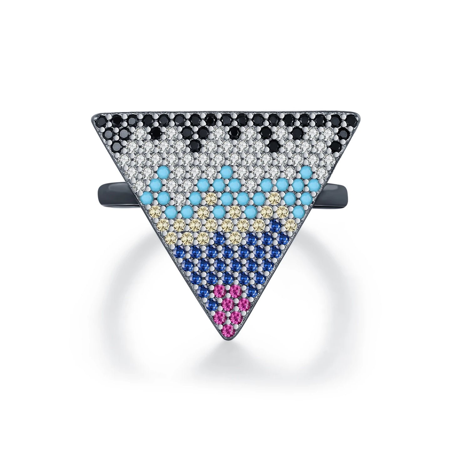 MODIAN Black Golden Inverted Triangle Rings 925 Sterling Silver Niche Design Colorful Zircon Finger Rings For Women Fine Jewelry
