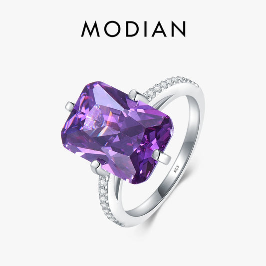 Anillos de lujo de plata de ley 925 de Modian Instagram, nuevos y clásicos, para mujer, joyería de aniversario y compromiso, anillo de plata.