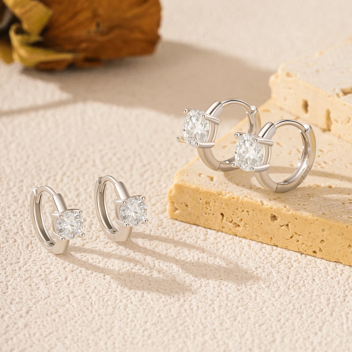 Pendientes de aro redondos clásicos MODIAN de moissanita de color D de 1CT/2CT con hebilla para mujer en plata de ley 925, joyería fina para bodas.