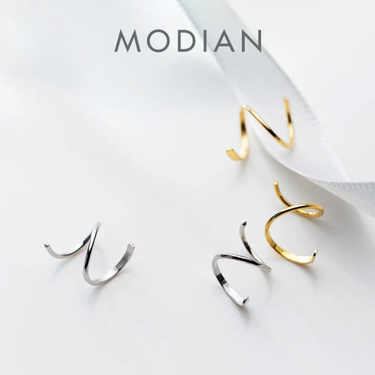 Modian Authentic 925 Sterling Silver Geometric Spiral Hoop Earring for Women Simple Gold Color Earring Fashion Fine Jewelry