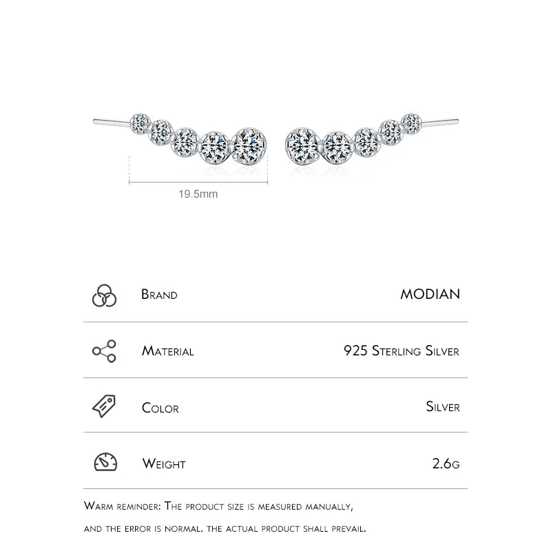 Modian 925 Sterling Silver Sparkling Wings Clear CZ Ear Studs Simple Stud Earrings For Women Original Wedding Fine Jewelry
