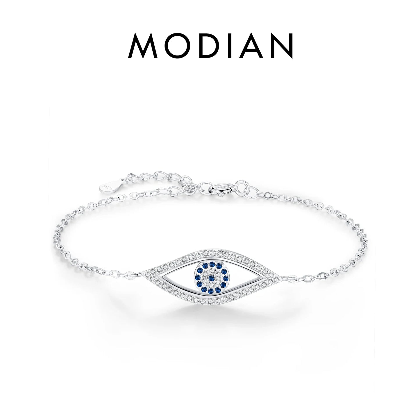 MODIAN 925 Sterling Silver 4 Styles Fashion Blue & Clear CZ Eyes Charm Link Chain Bracelets For Women Fine Jewelry