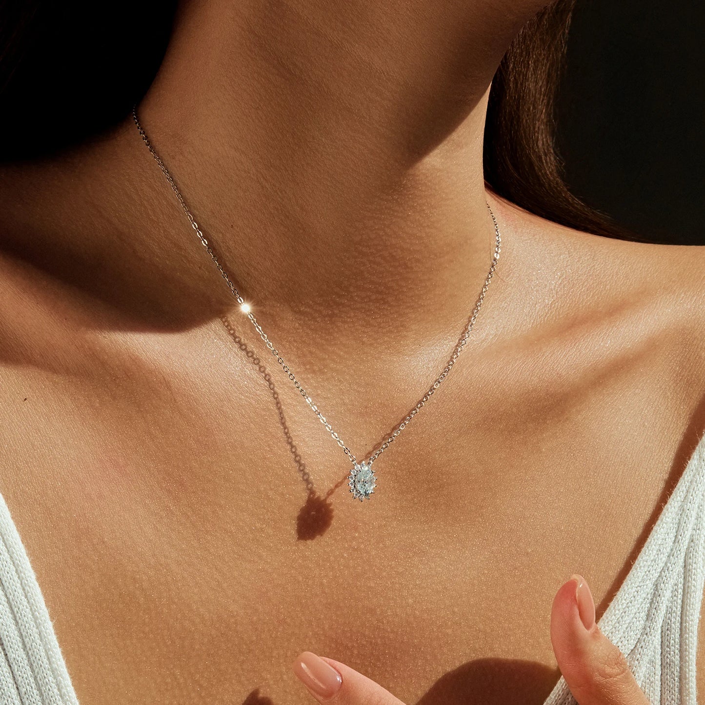 Collares MODIAN de moissanita ovalada de color D, plata de ley 925, colgante clásico para mujer, boda, compromiso, joyería fina