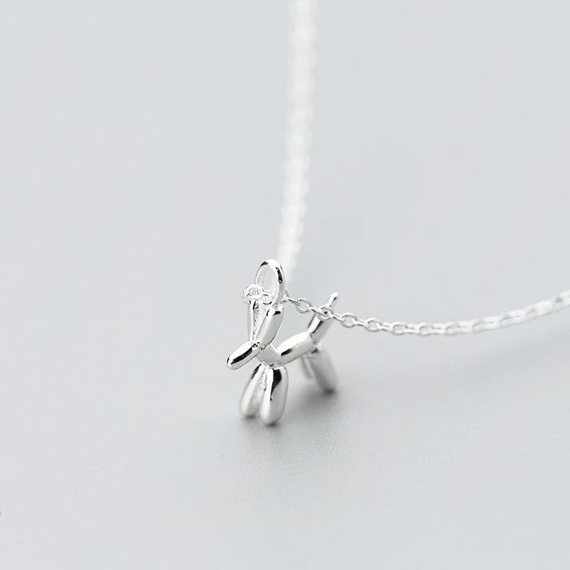 Modian Genuine 925 Sterling Silver Cute Small Dog Geometric Pendant Necklace for Women Link Chain Necklace Jewelry Girl Gift