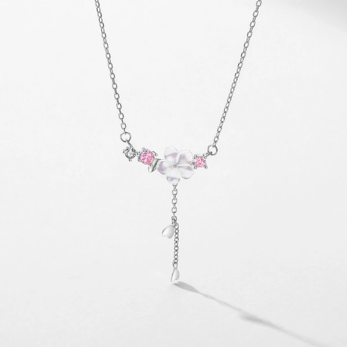 MODIAN Real 925 Sterling Silver Charm Shell Pearl Flower Pendant Necklace Elegant Neck Chain For Women Anniversary Fine Jewelry