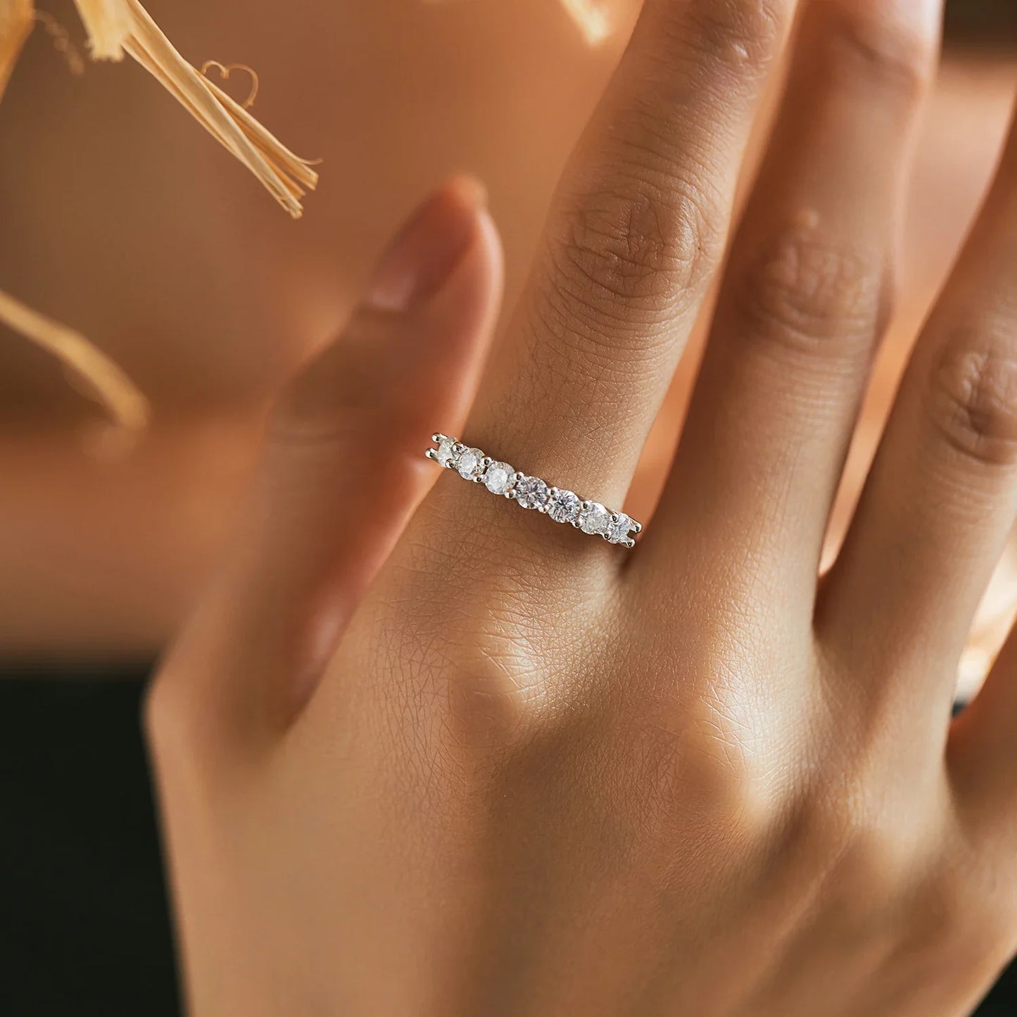 Anillo de boda de moissanita MODIAN en plata de ley 925 con baño de platino y diamantes de laboratorio apilables, joyería de corona para mujer, regalos