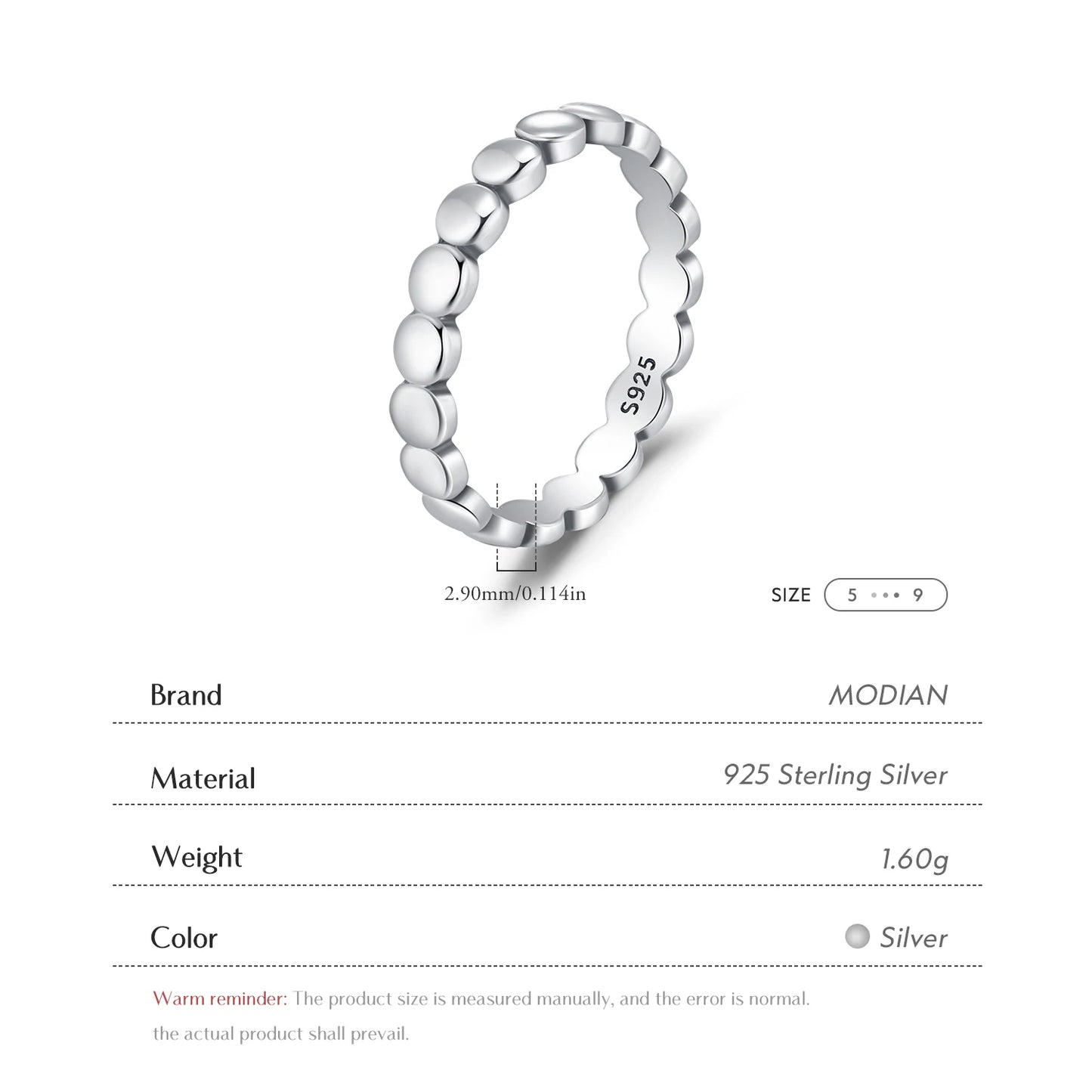 MODIAN 925 Sterling Silver Daily Vintage Wear Stacking Rings Retro Simple Beads Eternity Band Rings For Women Fine Jewelry