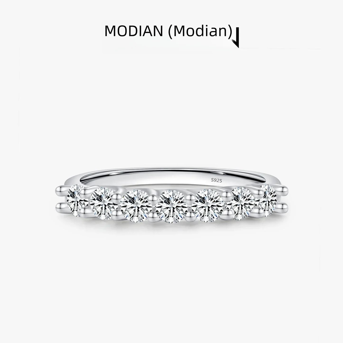 Anillo de boda de moissanita MODIAN en plata de ley 925 con baño de platino y diamantes de laboratorio apilables, joyería de corona para mujer, regalos