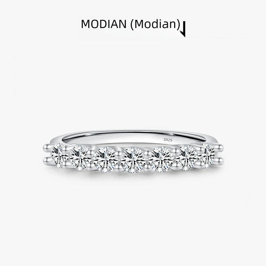 Anillo de boda de moissanita MODIAN en plata de ley 925 con baño de platino y diamantes de laboratorio apilables, joyería de corona para mujer, regalos