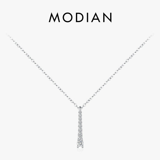 Collar minimalista de moissanita MODIAN de color D con engaste de garra y diamante de laboratorio para mujer, colgante de plata de ley 925, joyería