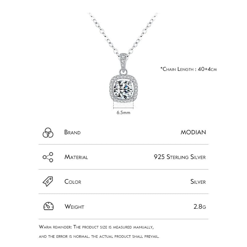 Modian Classic Shiny Exquisite Chain Necklace 100% 925 Sterling Silver Sparkling Zirconia Pendant Wedding Jewelry For Women Gift