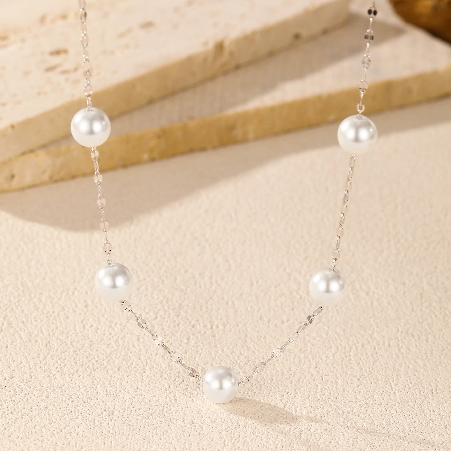 MODIAN 925 Sterling Silver Elegant Y Shape Pendant Necklace Sweet Crystal Pearls Charm Necklaces For Women Party Fine Jewelry