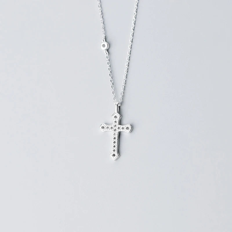 MODIAN Fashion Radiant AAA Zircon Cross for Women Pure 925 Sterling Silver Simple Necklace Ethnic Style Fine Jewelry Party Gift