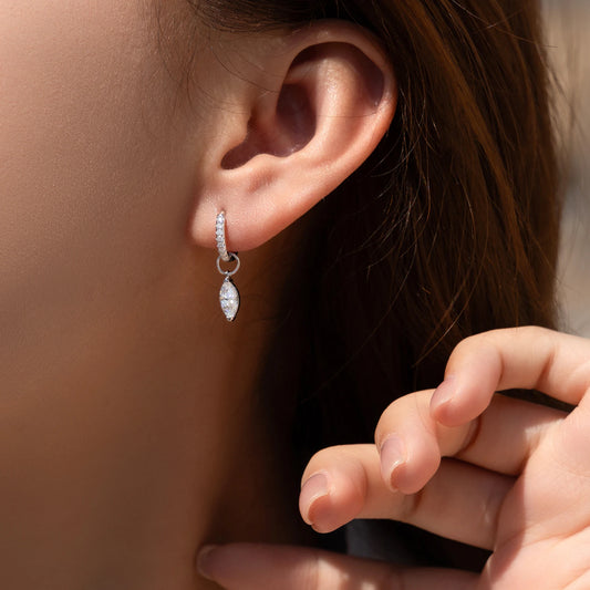 MODIAN 0.5Ct D Color Rhombic Moissanite Ear Buckles 925 Sterling Silver Luxury Shiny Hoop Earrings for Women Wedding Jewelry