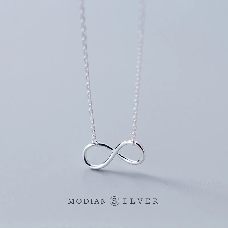 Collar Modian de amor infinito en plata de ley 925 auténtica para mujer, color oro rosa, joyería llamativa.