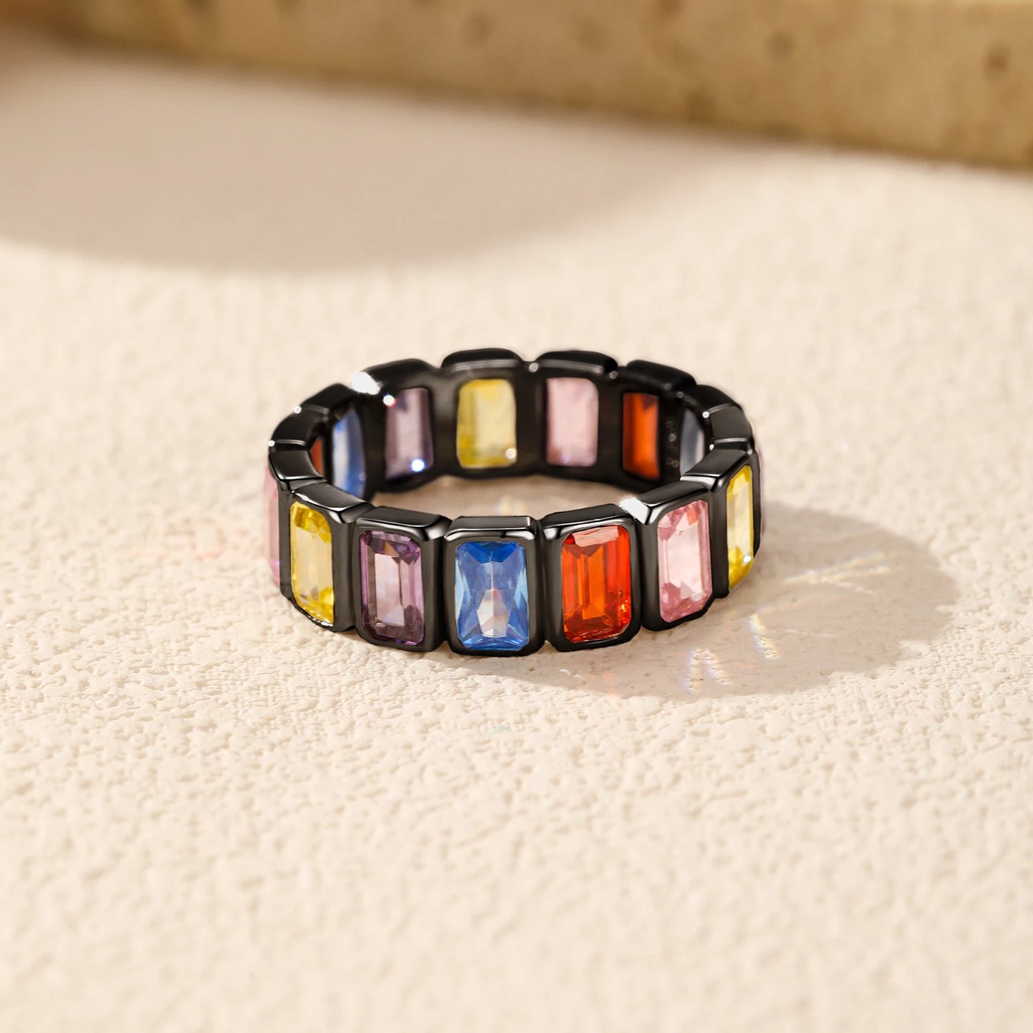 MODIAN 925 Sterling Silver Colorful Punk CZ Geometric Twist Line Trendy Stackable Eternity Band Rings For Women Fine Jewelry