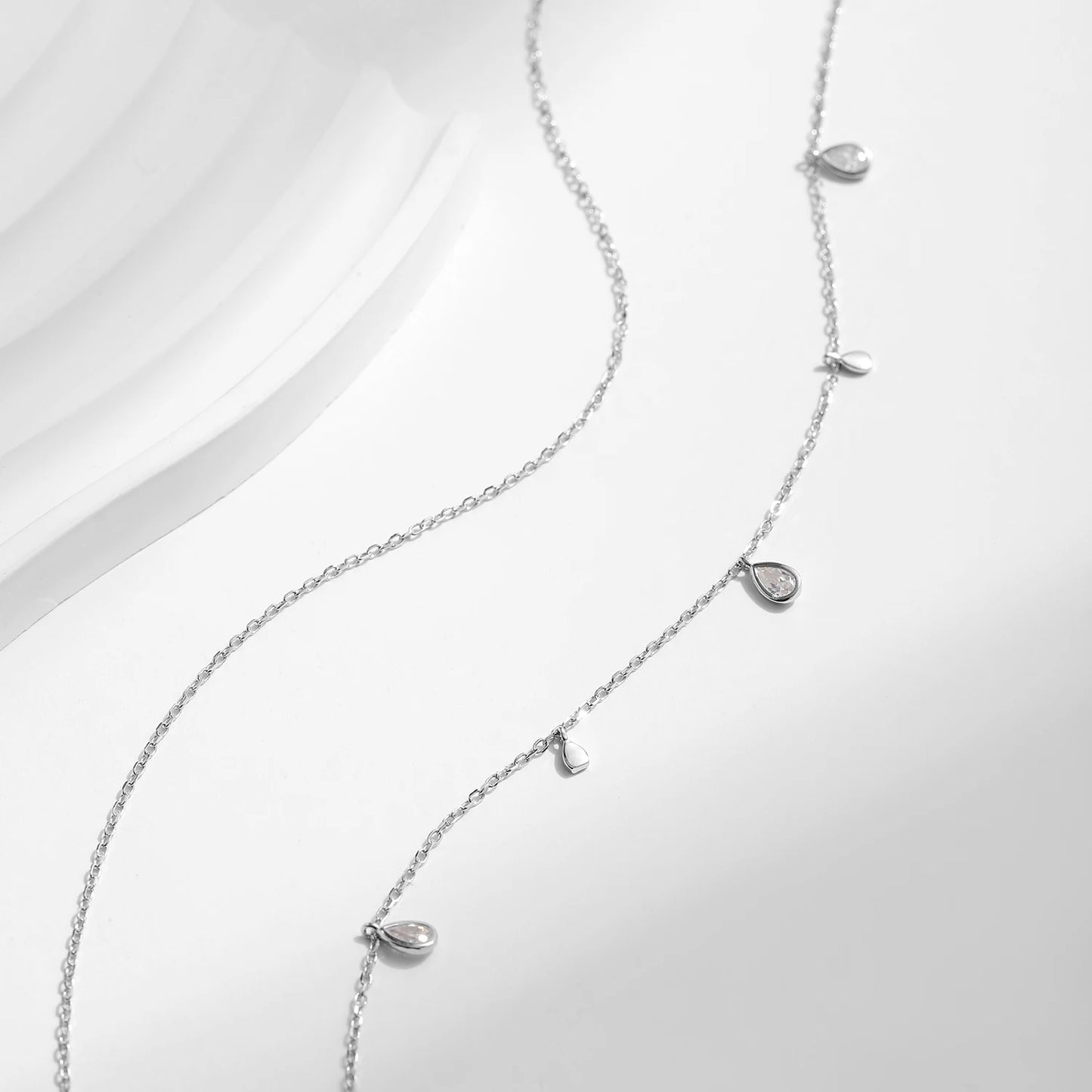 MODIAN Pear Shape Moissanite Pendant Necklace 925 Sterling Silver Double Layer Necklaces For Women Luxury Wedding Jewelry